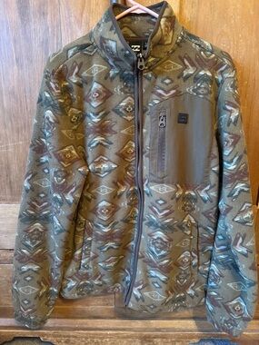 Billabong Olive & Brown Aztec Fleece Jacket